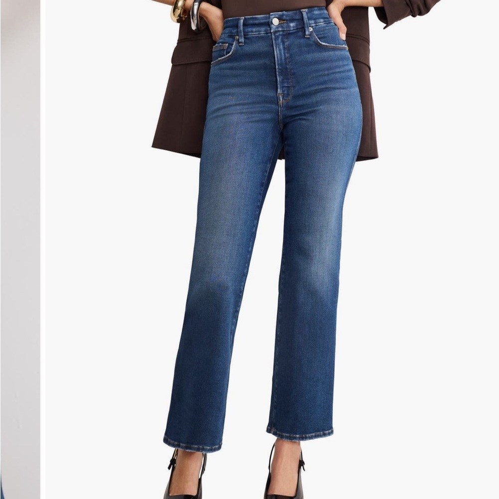Good American Dark Blue Straight Leg Jeans